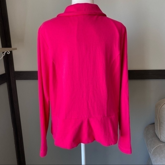 Bold hot pink ponte knit jacket blazer statement cheerful office Barbie work 1X - Picture 2 of 13